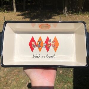 NWT Rae Dunn Peanuts Snoopy Halloween Loaf Pan "Trick or Treat"